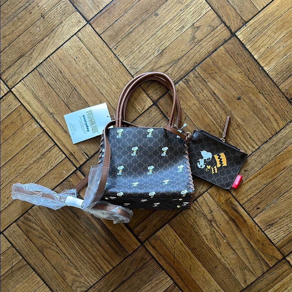 Peanuts Shoulder Bag Peanuts Tagged Snoopy Pattern 2Way Tote Bag Shoulder Bag H